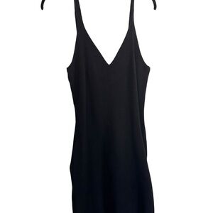 Abercrombie & Fitch Black Ribbed V-Neck Slip Dress